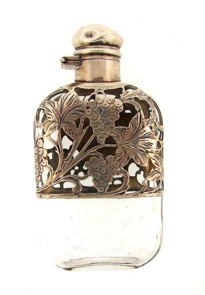 STUNNING Victorian Sterling Silver & Glass Perfume Bottle Circa 1900s