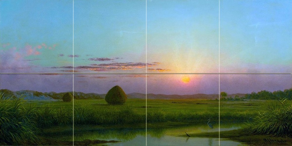 Sunset over the marsh Tile Mural Kitchen Bathroom Wall Backsplash Marble Ceramic