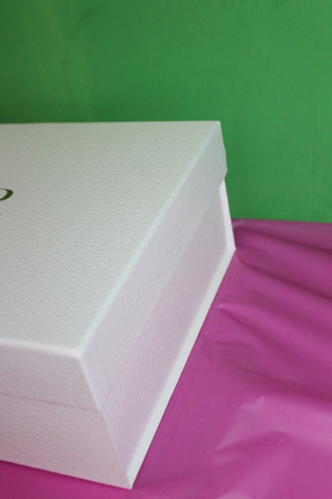 Dior Pebble White Empty Gift Box Bundle Gold Lettering Red Case, Makeup, Ribbon