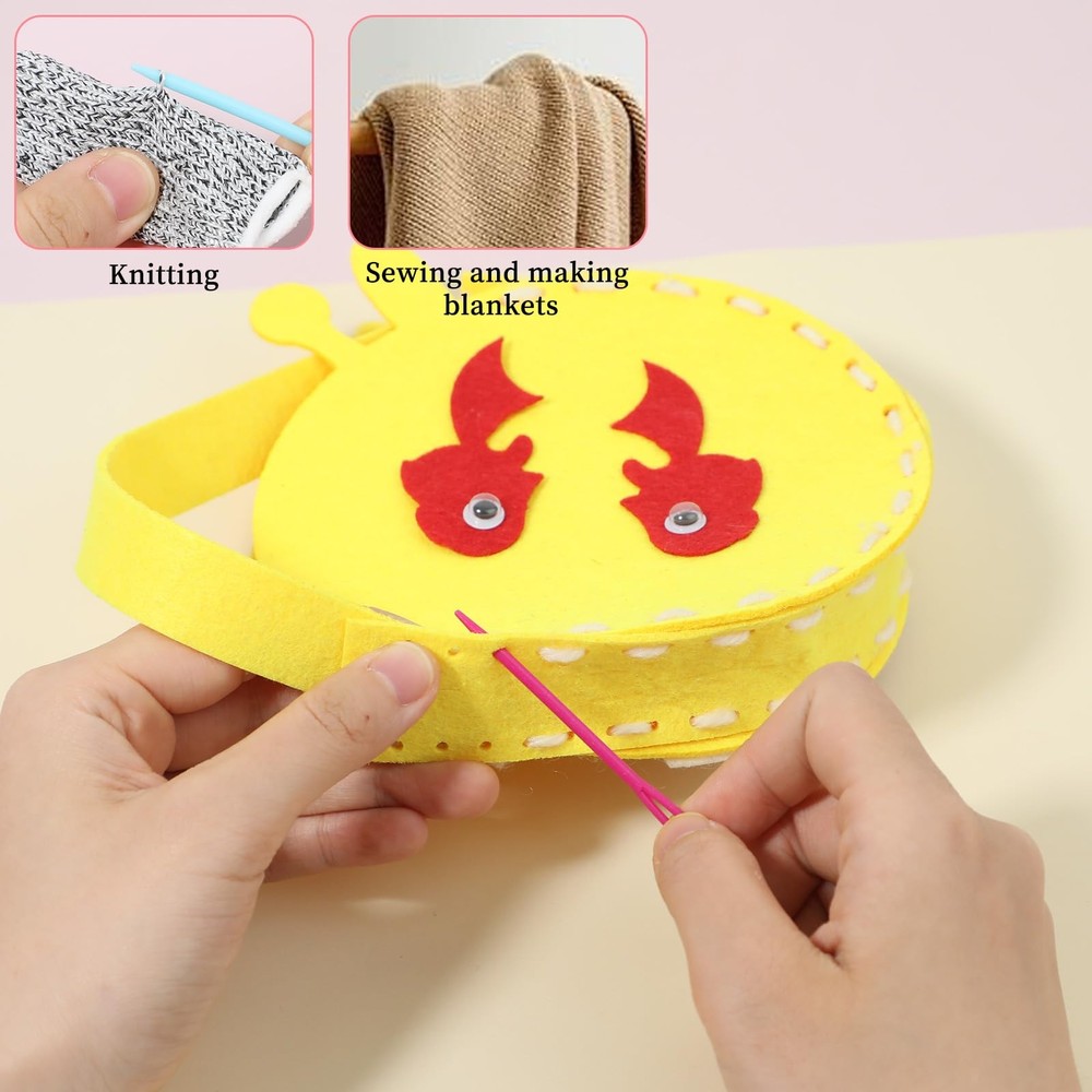 60 Pcs Plastic Sewing Needles for Kids Large 3 Sizes, Mixed