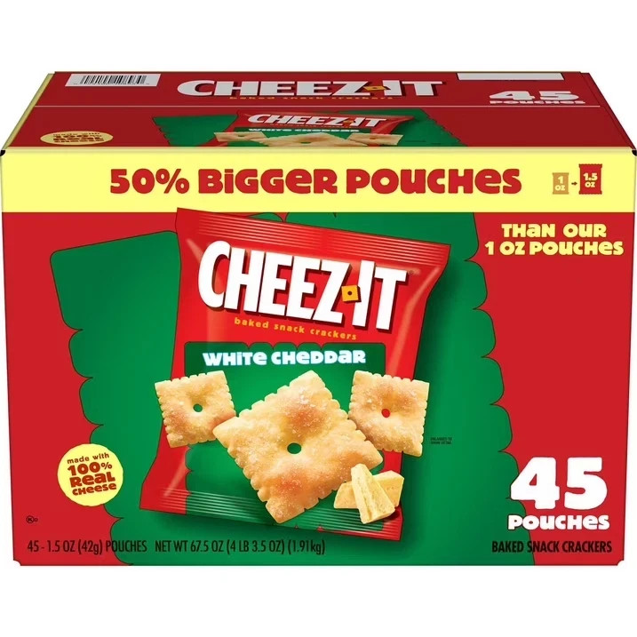 Cheez-It White Cheddar Baked Cracker Snack Packs 1.5 oz - 45 Pack