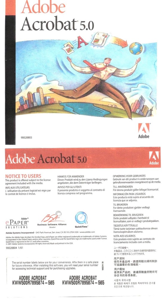 Adobe Acrobat 5.0 – Vintage 1998 Installation CD for Windows