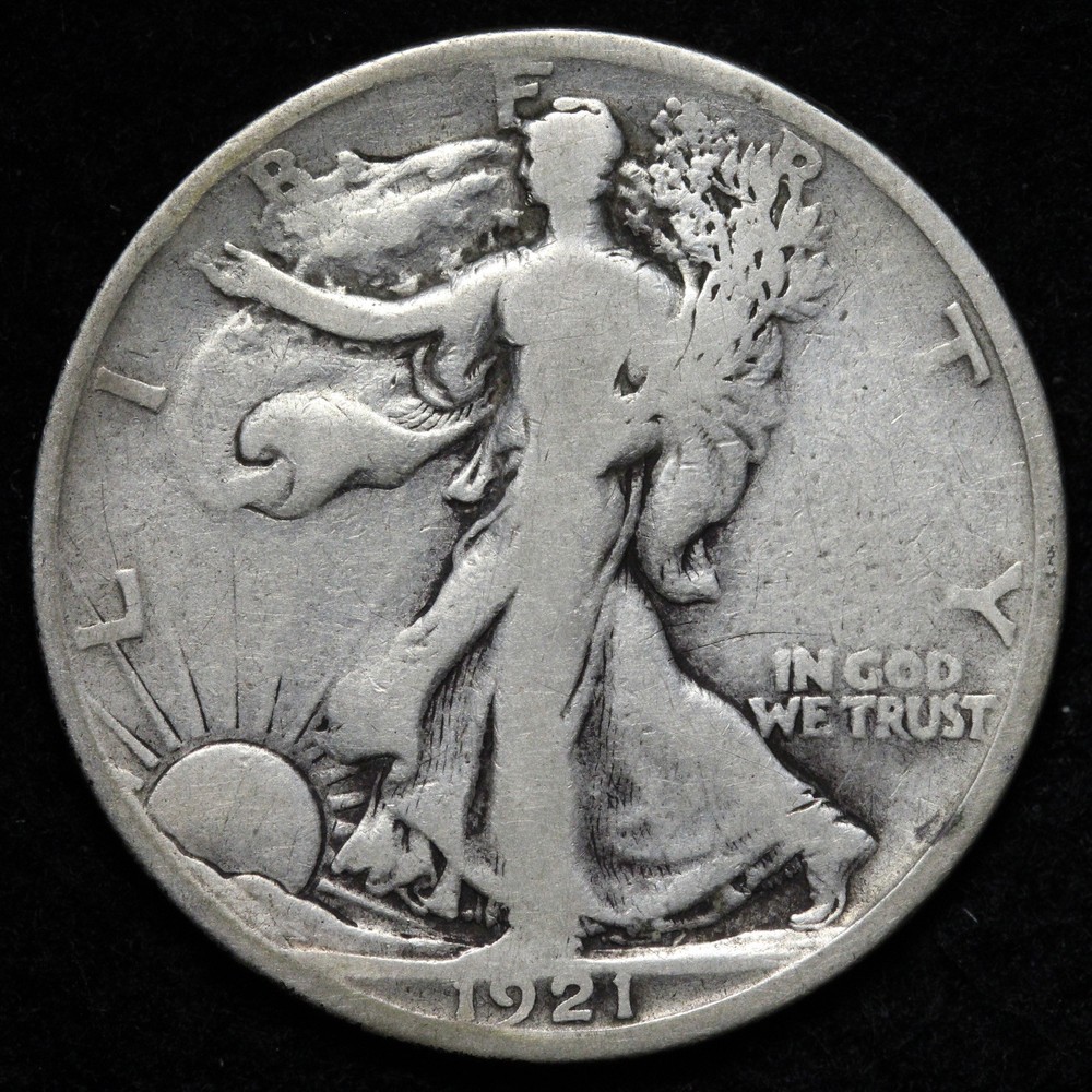 1921-S Walking Liberty Silver Half Dollar VG E369 ATMR