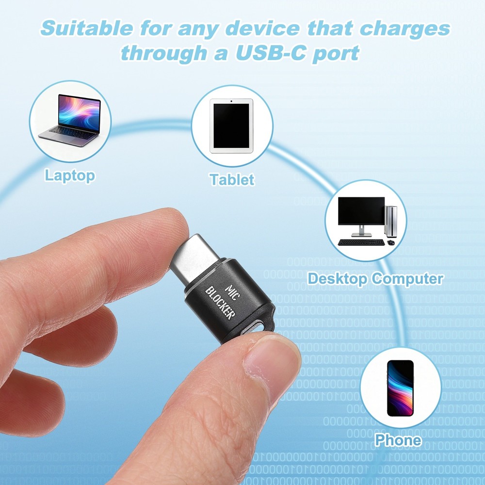 2 Pcs Microphone Blocker, USB Type C Audio Blocker, Black