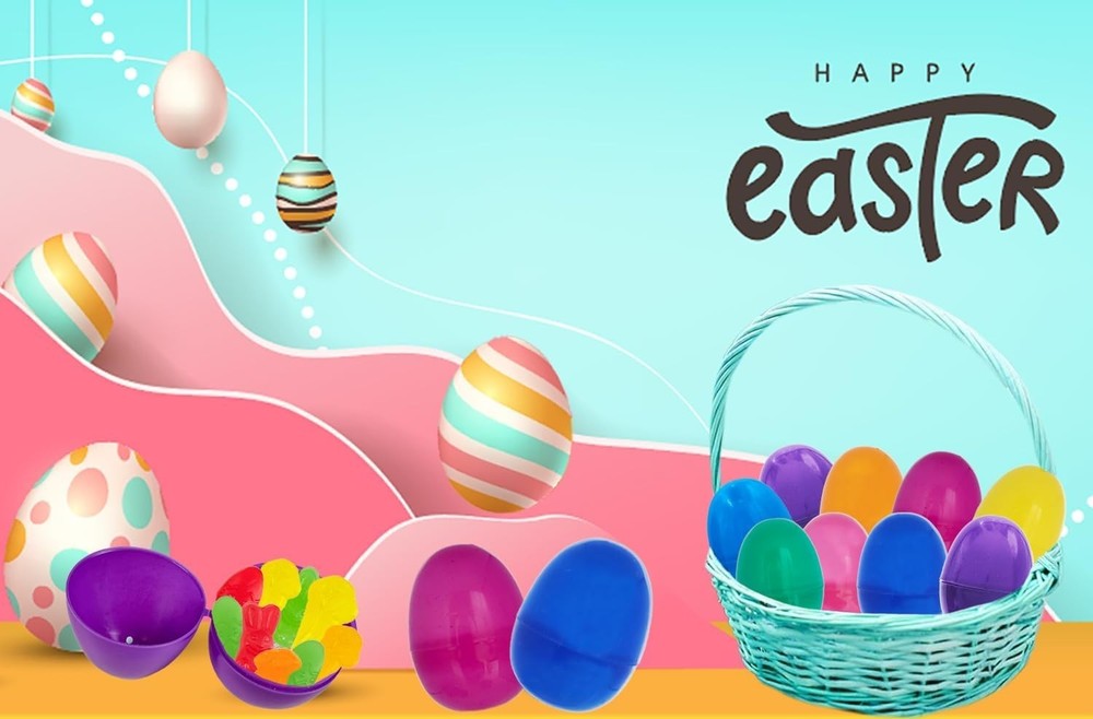 12-Pack Colorful Fillable Easter Eggs - Hinge Design for Creative Surprises