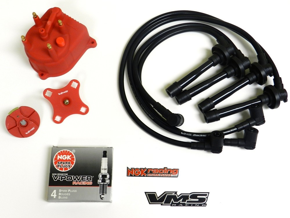 DISTRIBUTOR CAP ROTOR SPARK PLUG WIRE KIT FOR 94-01 ACURA INTEGRA B18 DC BLACK