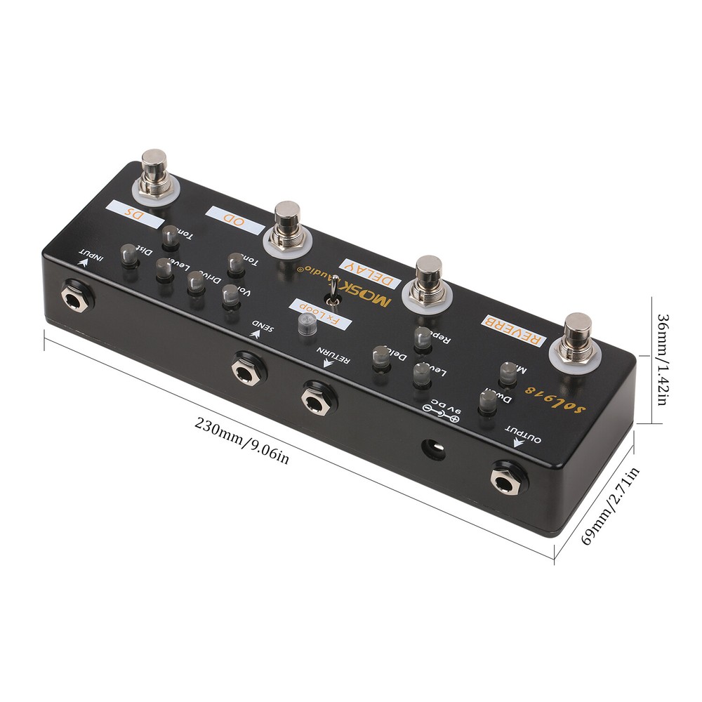 Multi Effects Pedal True Bypass Reverb Delay FX Loop Overdrive Distortion M7C9