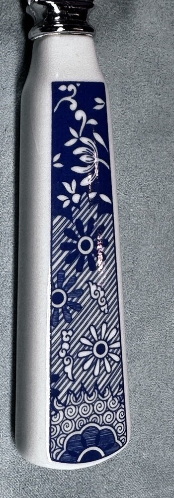 Spode Blue & White Floral Handled Stainless Steel Cake Server In Box