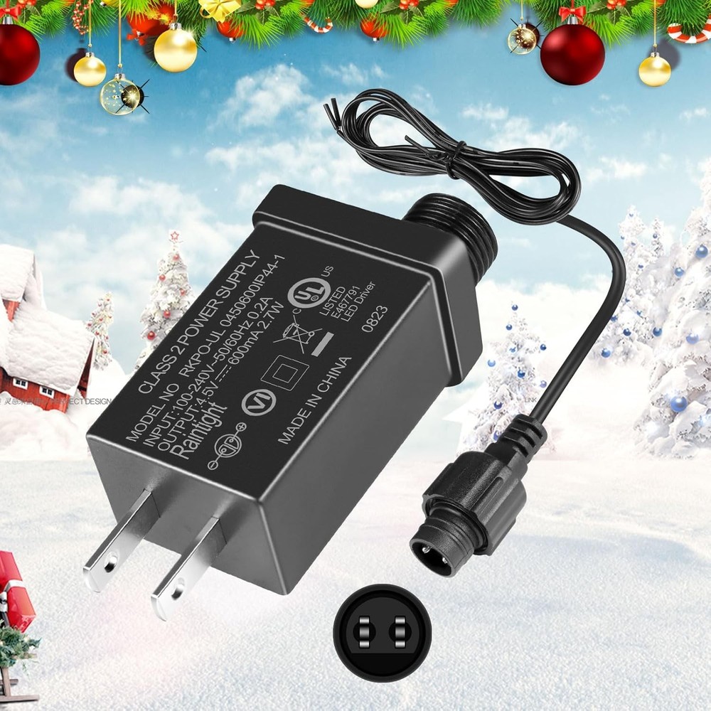 4.5V 0.6A LED Class 2 Power Adapter, 2.7W Transformer Replacement Black