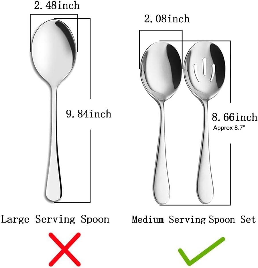 2 Pieces Stainless Steel Flatware Serving Sets, 8.7-Inch Long Handle Slotted ...