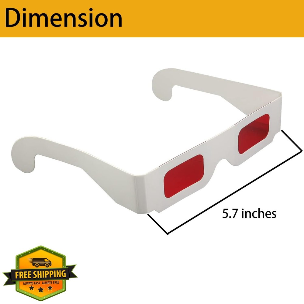 20 Pcs Red 3D Glasses Paper Movie Viewing Decoder Lenses