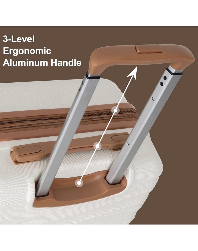 Romswi 26in Medium Checked Luggage Expandable Hardshell Spinner Suitcase White