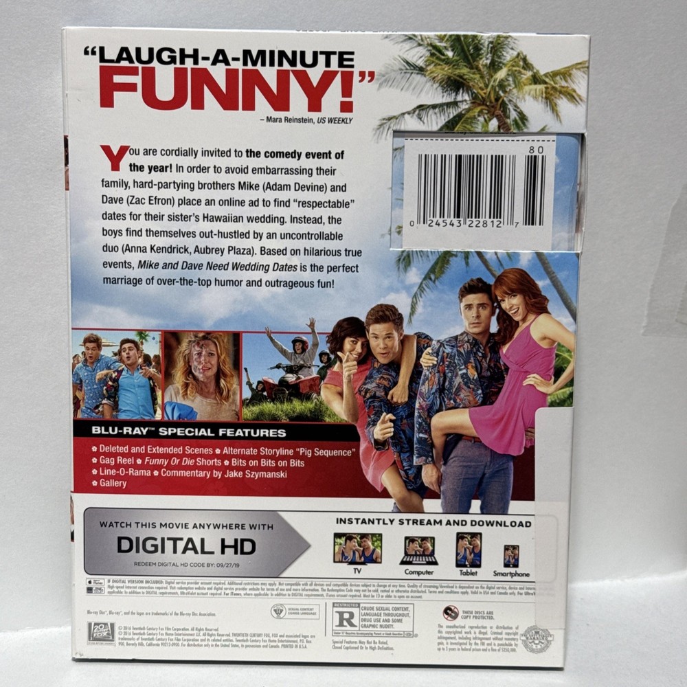 Mike and Dave Need Wedding Dates (Blu-ray/DVD, 2016) - Open Item