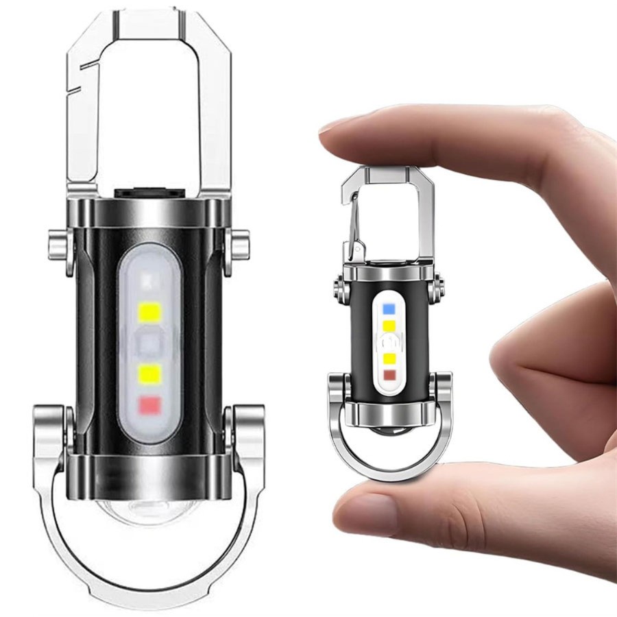 2xPortable Rechargeable Bright Keychain Flashlight Phone Charger,Emboadlie Mode