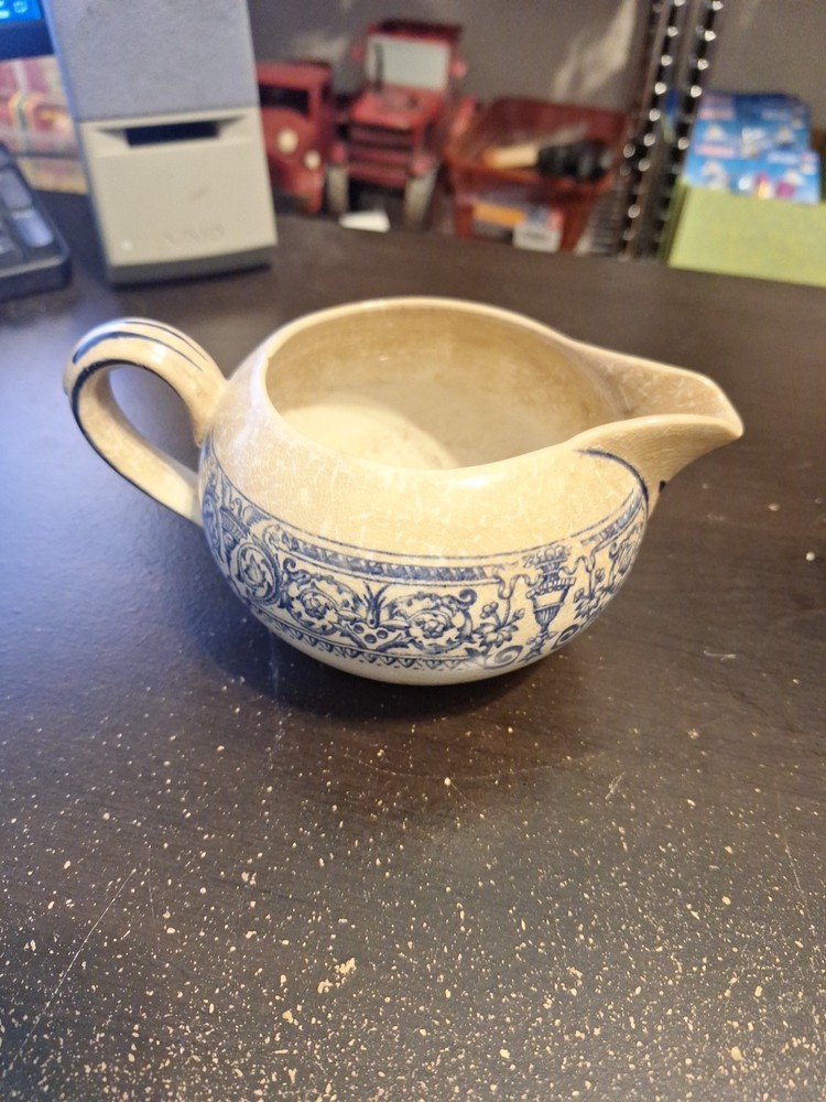 Vintage Ceramic Creamer – Blue & White Transferware Pattern – Classic English St