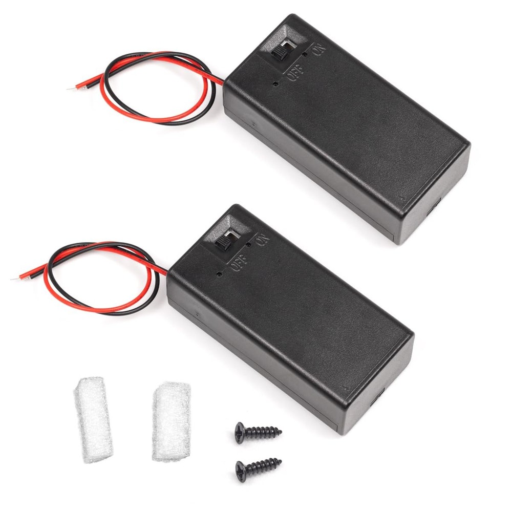 2 Pcs 9V Battery Holder Box Case with Switch and Cover for LED Strips