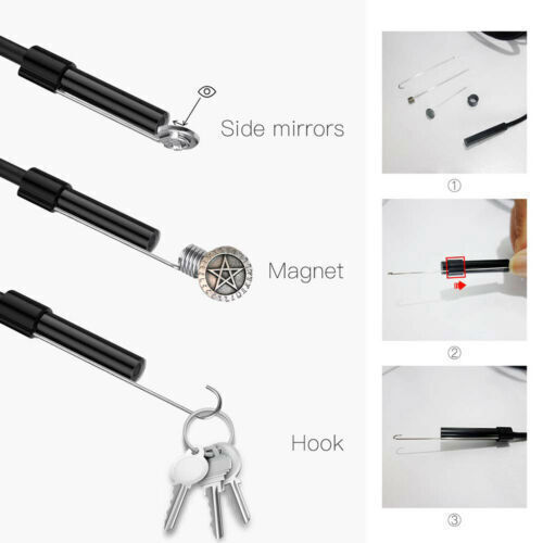 6LED Snake Endoscope Borescope 7mm HD Inspection Camera Scope for Android/PC MAC