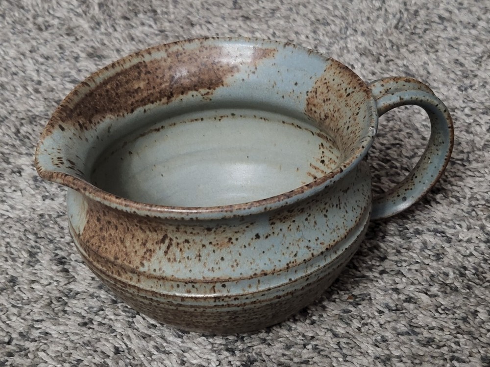 Stoneware Signed Large Cup Pourer Creamer Earthware