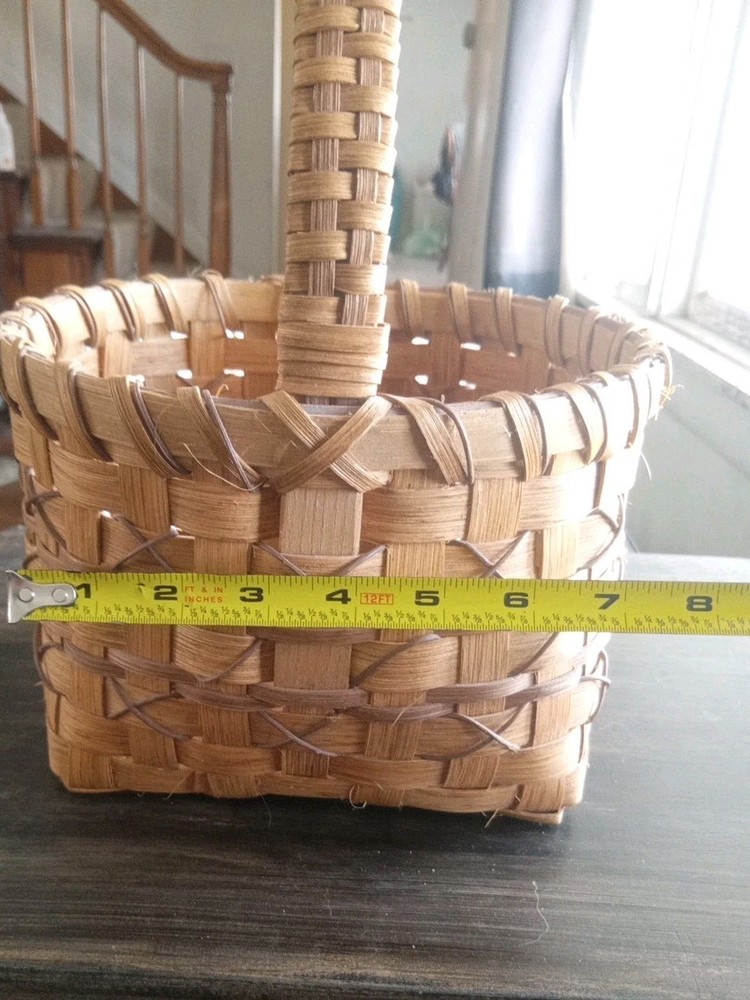 Square Woven Basket Natural Handle Home Decor Storage Country Rustic