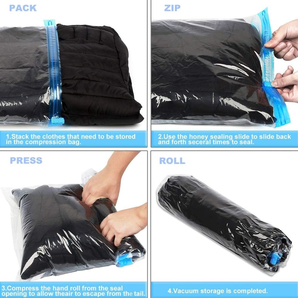 10 Pack Travel Compression Bags - Space-Saving Storage Solutions for All Needs