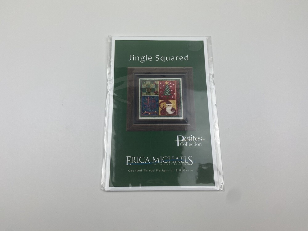 Erica Michaels Jingle Squared Needlepoint Pattern Stitched On Silk Gauze