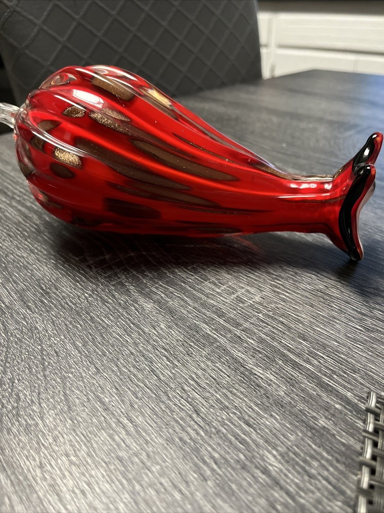 Red Glass Vase Leopard Look Brown Glitter