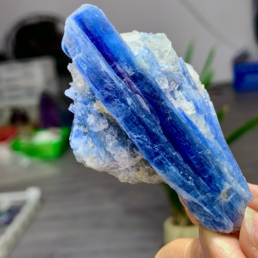 72G Rare!! Natural beautiful Blue KYANITE with Quartz Crystal Specimen Rough