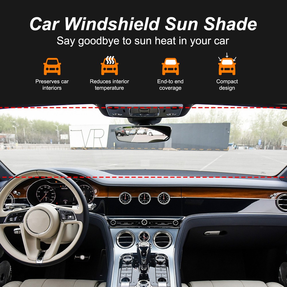 Front Windshield Sunshade UV Block Visor Cover For Bentley Continental 2018+