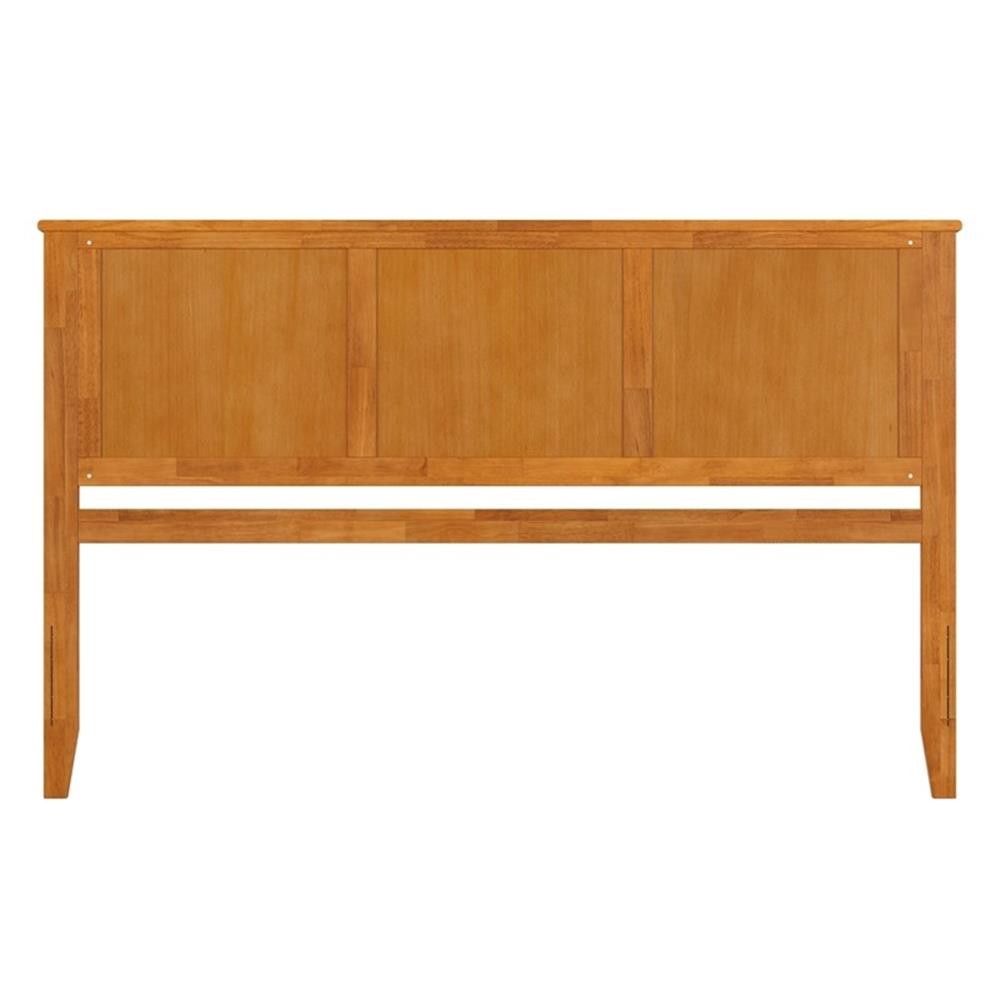 Pemberly Row King Contemporary Solid Wood Panel Headboard in Light Toffee