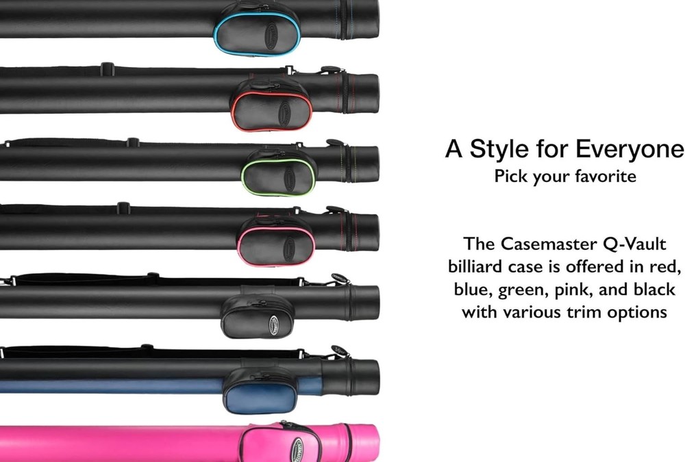 Hard Billiard Cue Case with Adjustable Strap and Three Storage Compartments