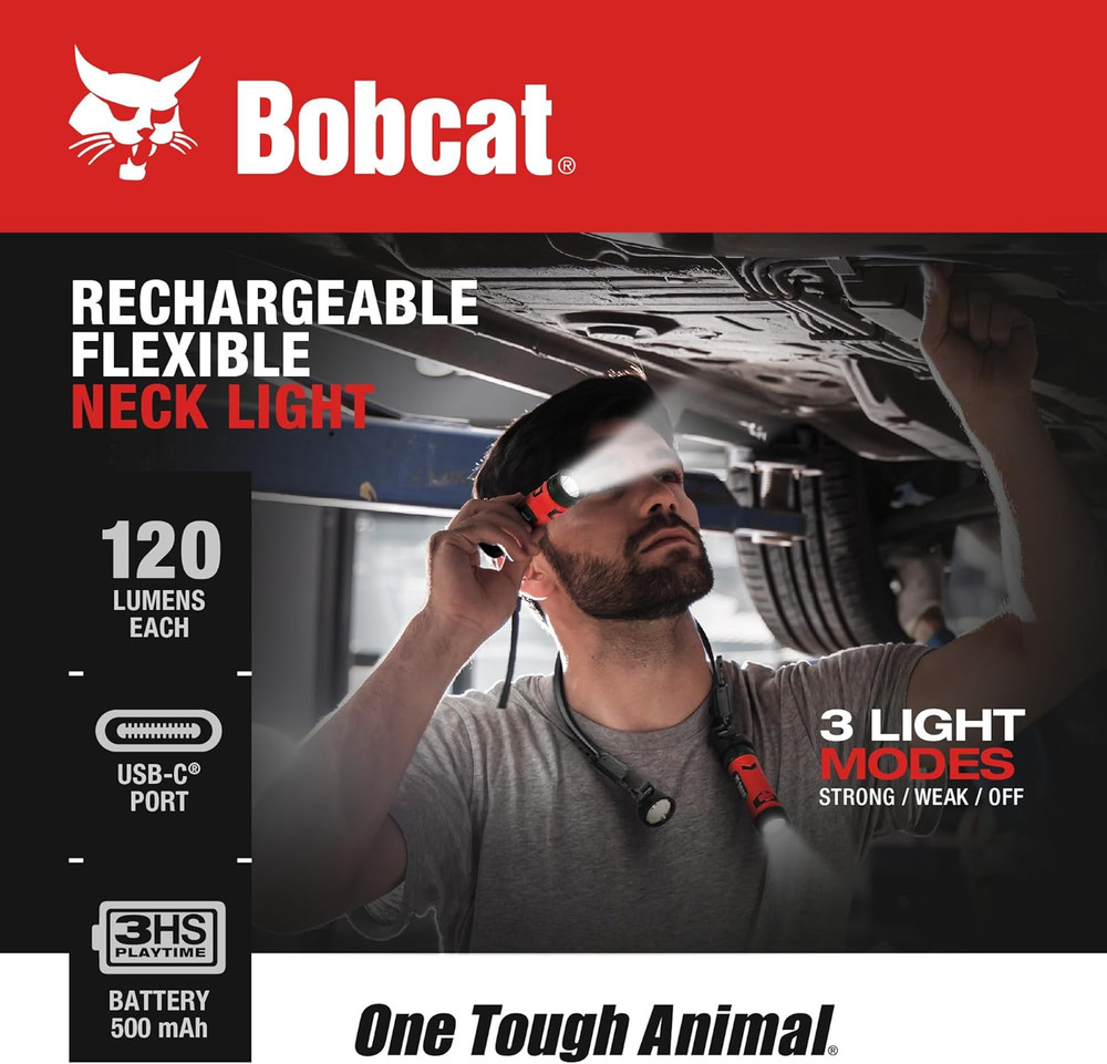 Bobcat Rechargeable Neck Light for Reading, Crafts, and Work – Flexible LED Read
