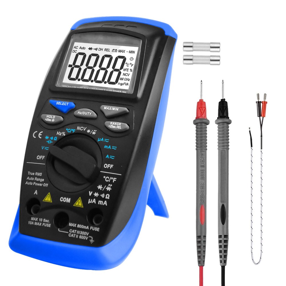 Digital Multimeter Temperature Tester 6000 Counts DC Current True RMS Meter NCV