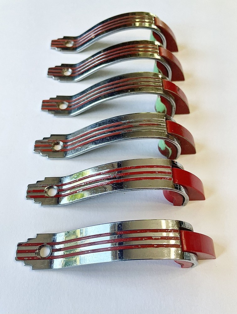 Antique Original Art Deco Skyscraper Chrome Cabinet Drawer Pulls Handles Knobs 6