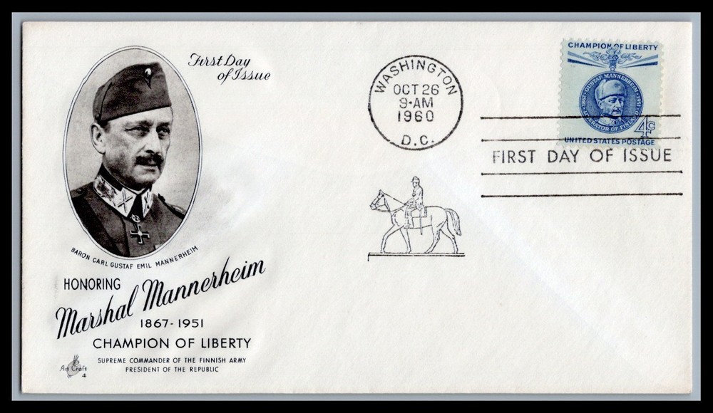 US FDC  # 1165 4c Mannerheim  ArtCraft  1960, 9d201