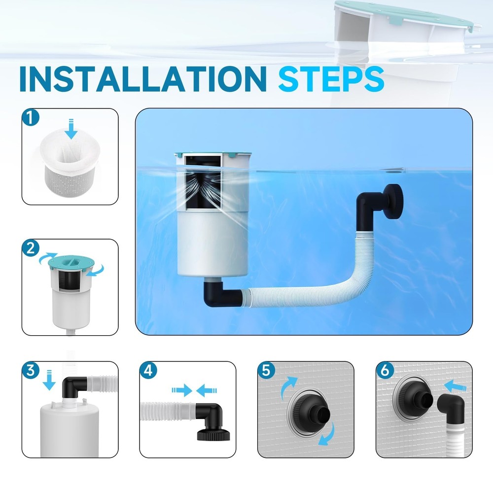 Surface Float Skimmer,No Installation Required, no Adjustable Bracket Require...