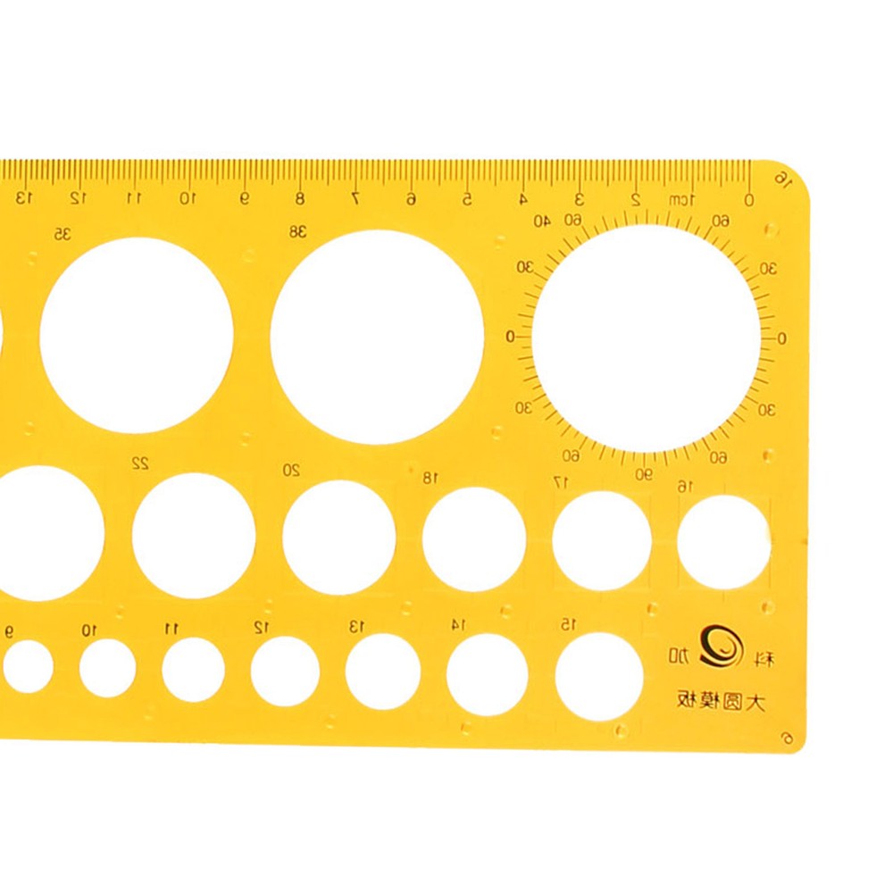 1mm-37mm Diameter Range Circles Drawing Accurate Template Ruler Clear Yellow