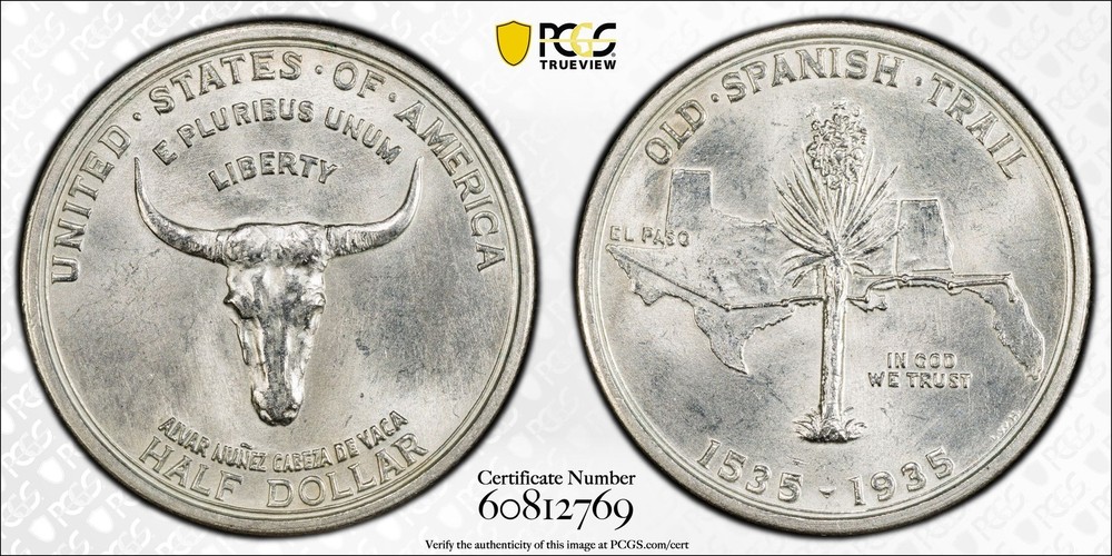 1935 SPANISH TRAIL HALF DOLLAR PCGS MS65 COMMEMORATIVE 50C