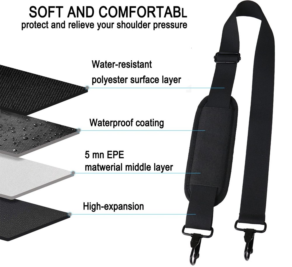 Askuko Shoulder Strap 56 Inch, Universal Adjustable Large, Black