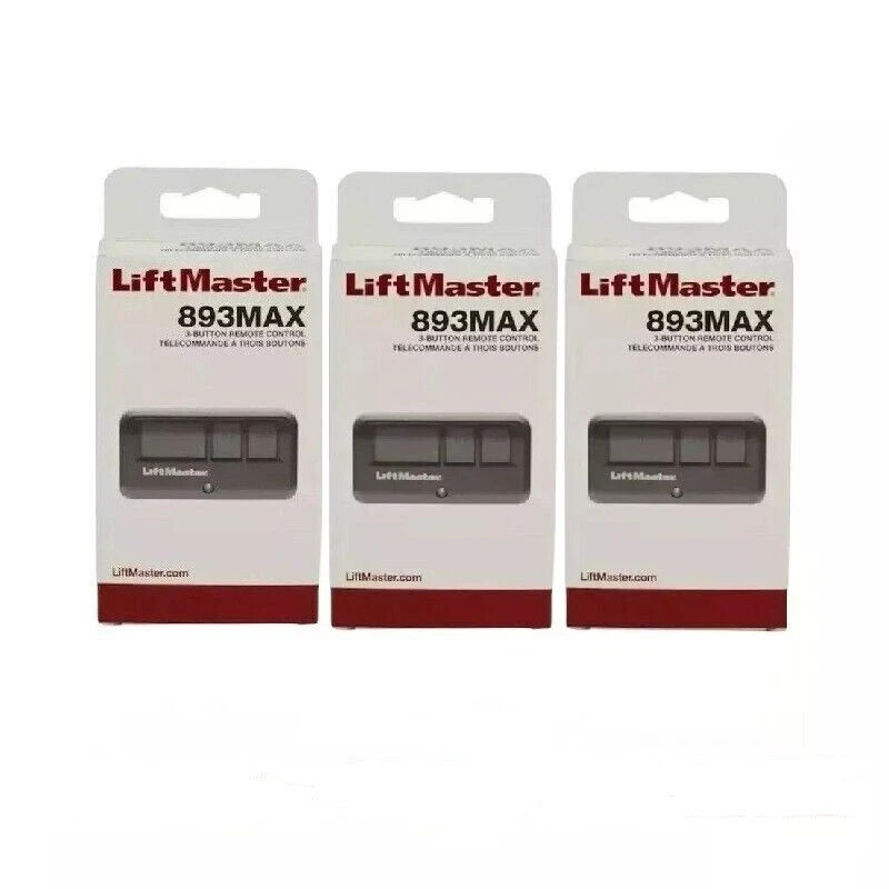 3 Pack 893MAX LiftMaster 3 Button Remote Control Garage Door Opener