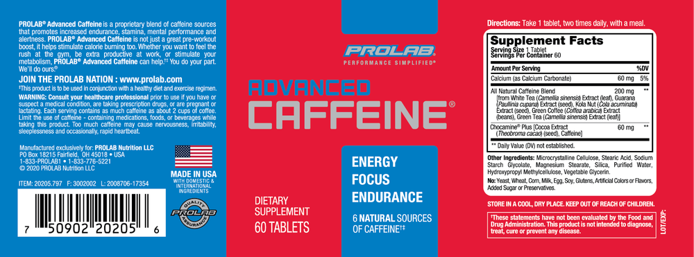 Prolab Nutrition Advanced Caffeine 320mg - 60 Tablets