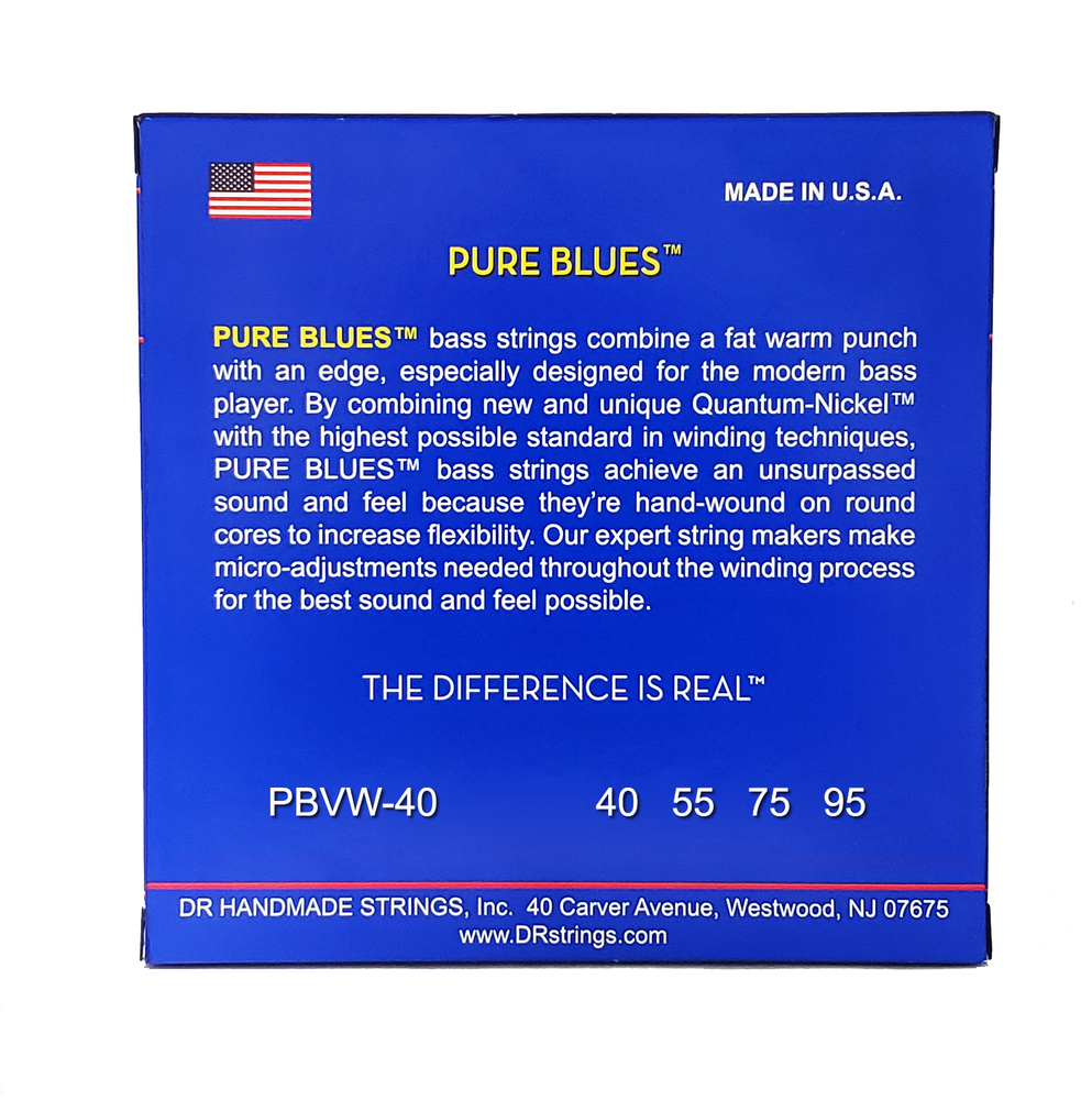 DR Strings PURE BLUES 4-String Bass Strings Extra Light 40-95