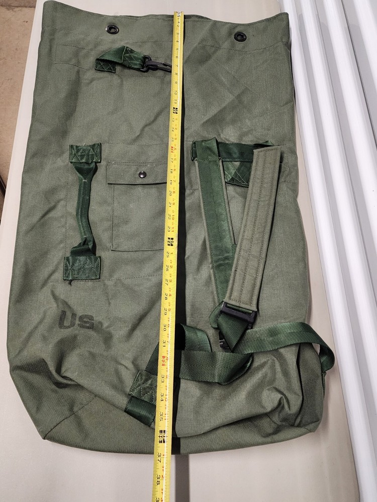US Military Duffel Bag Nylon Army Navy Green Strap Backpack