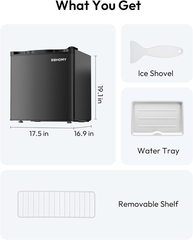 1.7 Cu.Ft Mini Fridge, Reversible Single Door Compact Refrigerator, Adjustable T
