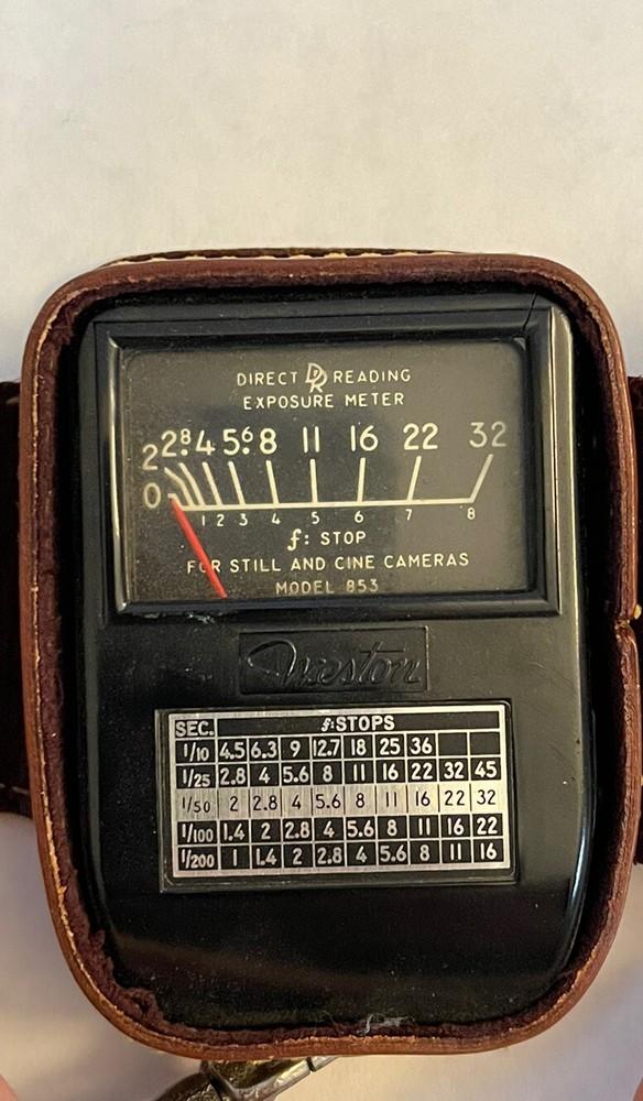 Vintage Weston Direct Reading Exposure Meter W/Brown Leather Case Model 853