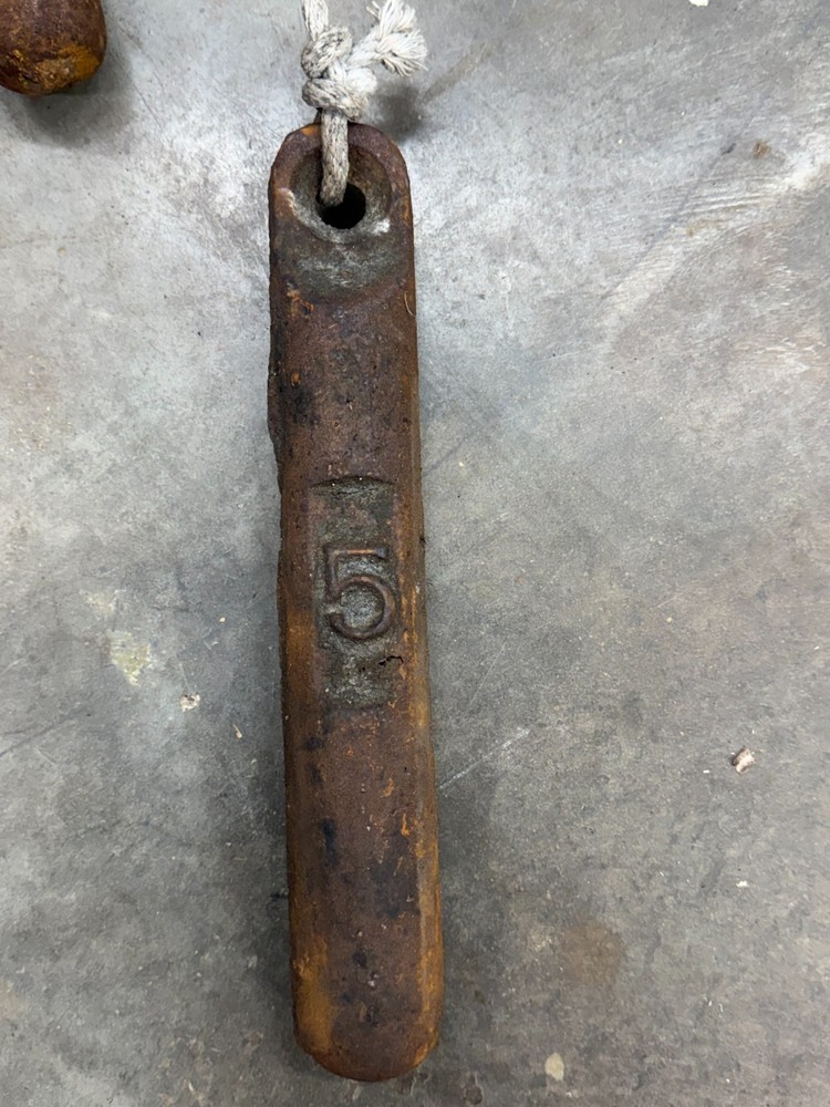 vintage cast iron window sash weights 5 POUND (LBS) #4
