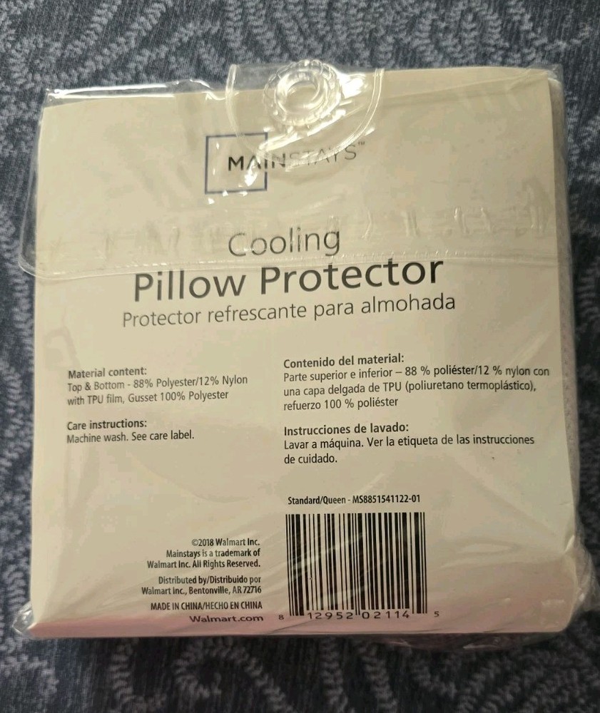 Mainstays Cooling Waterproof Pillow Protector Standard/Queen Breathable Zippered