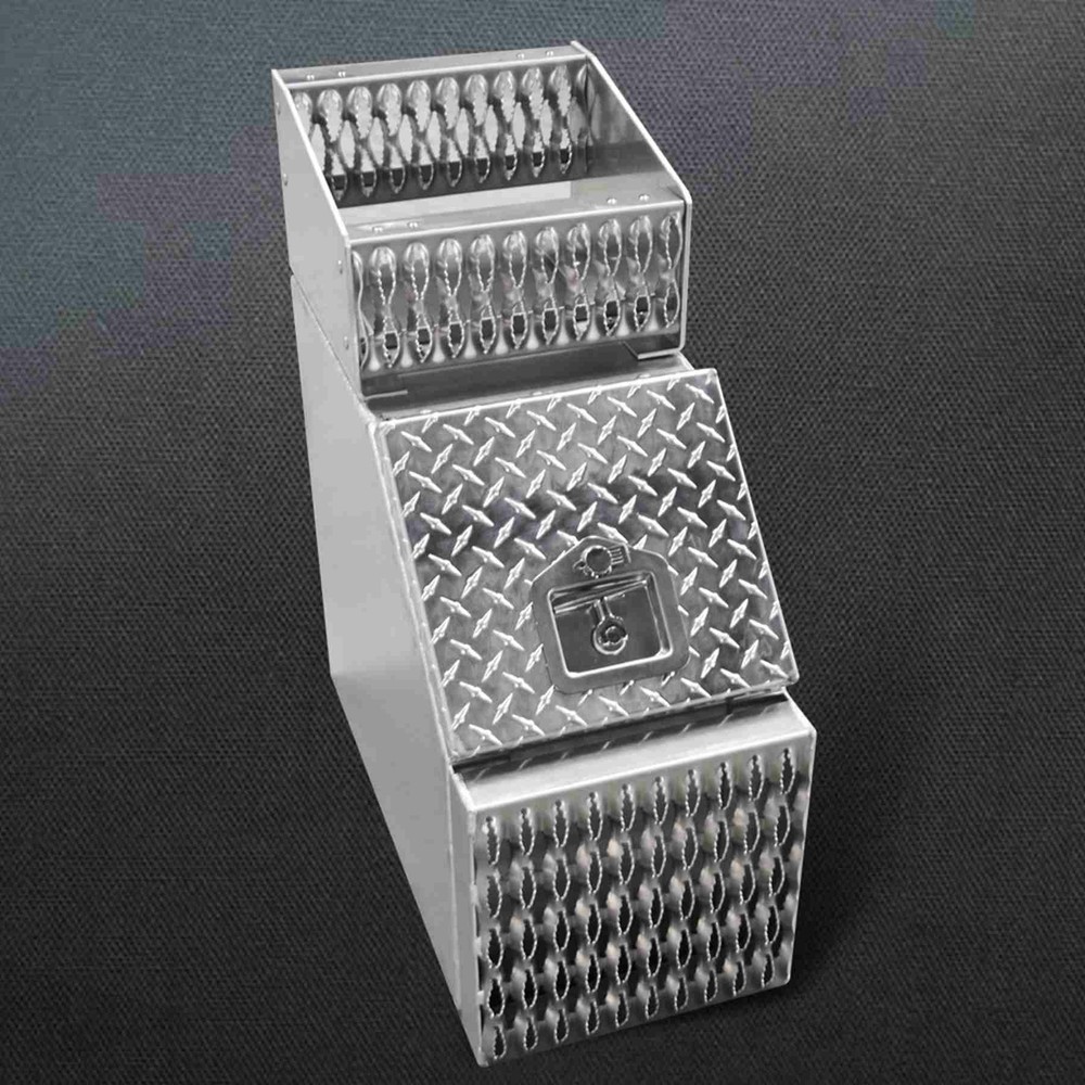 2PCS Aluminum Tool Box Step Saddle Box W/Lock Freightliner Kenworth Peterbilt