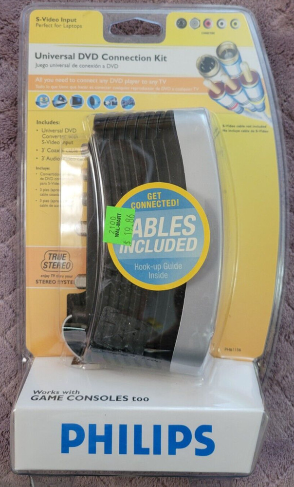 Philips Universal DVD Connection Kit S-Video Input Works With Game Consoles New