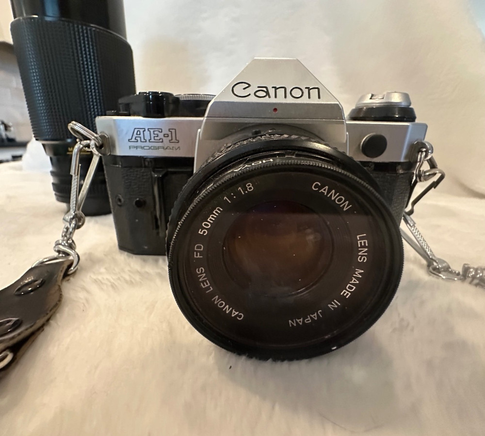 Canon AE-1 Program 35mm Film Camera with Extra Lenses Guidebook Strap
