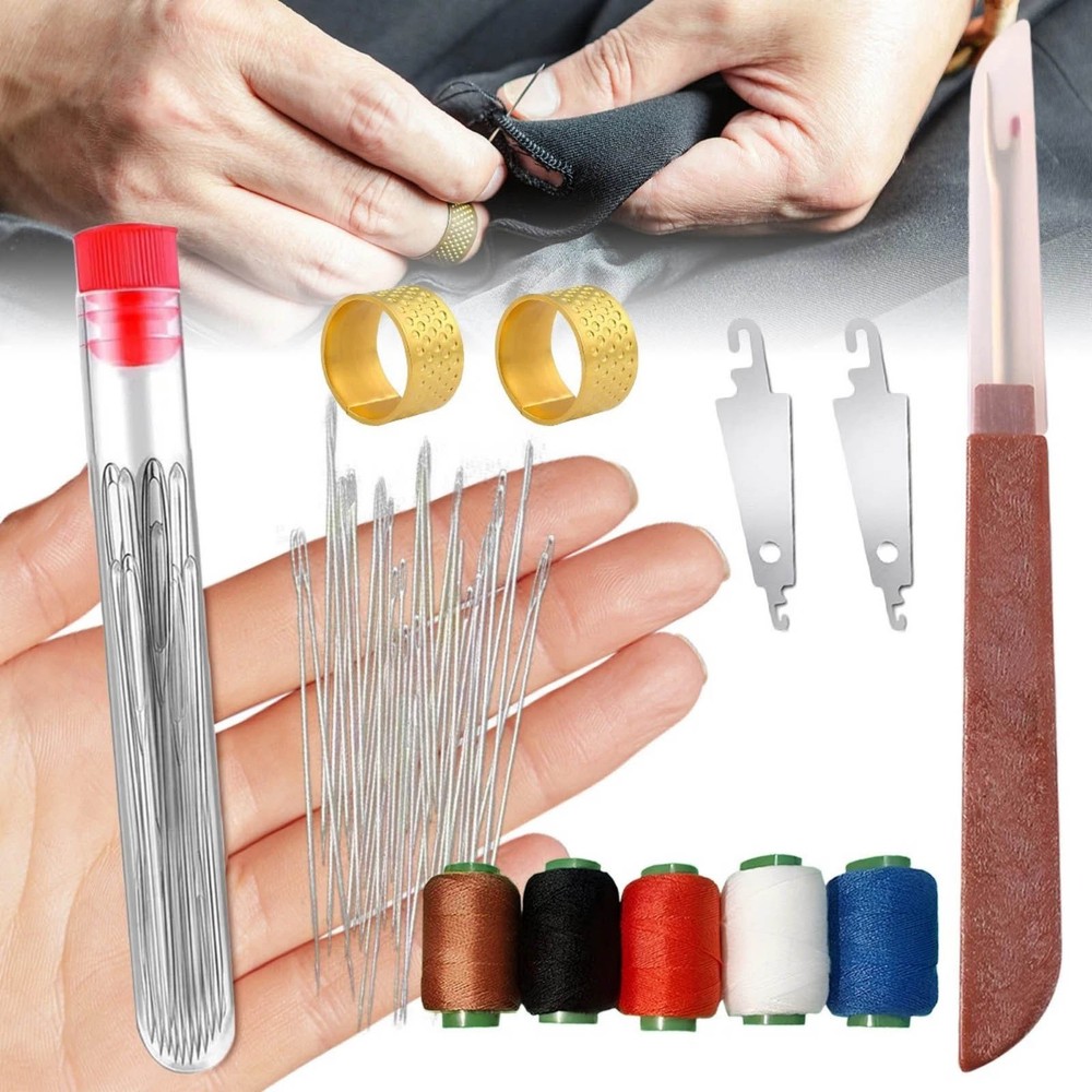 For Crafting 36 Piece Sewing Tool Set Multi-Color Thread Needles Portable Kit